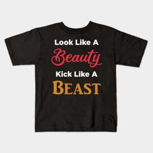 Look Like a Beauty Kick like a Beast Muay Thai Kickboxing Kids T-Shirt